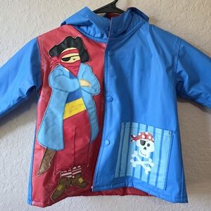 Company Kids by Wippette Rain Jacket Pirate Design Blue Red Hooded 3T